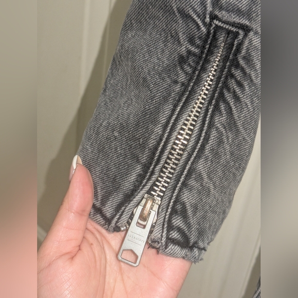 NWOT ALL SAINTS BALFERN DENIM BIKER JACKET IN WASHED GRAY - Picture 7 of 12